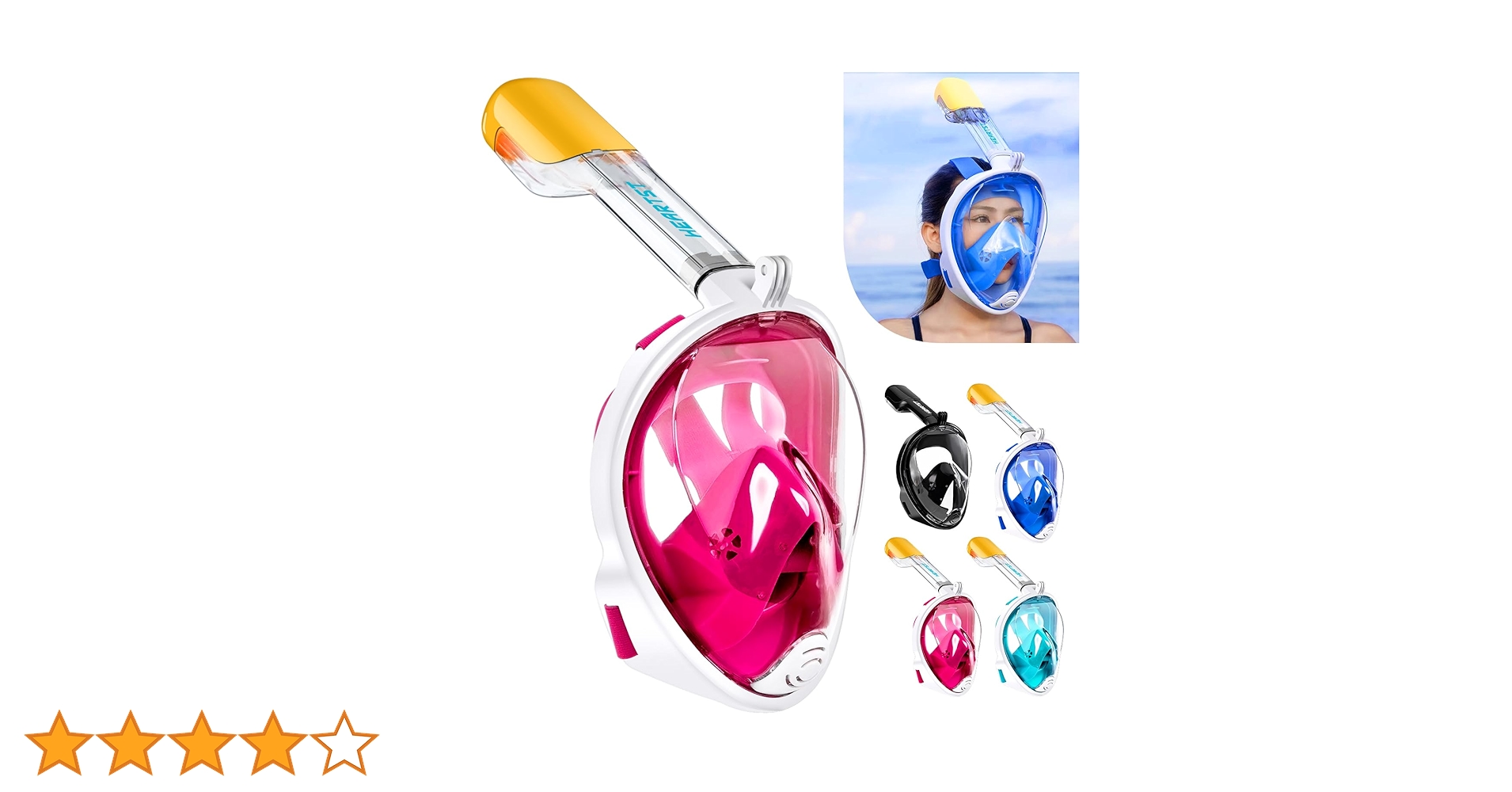 Amazon | HEARTST シュノーケルマスク 浸水防止 ダイビングマスク 180